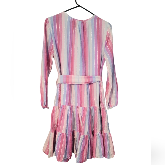 J. Crew Pastel Stripe Belted Button Up Dress Womens Waist Tie Womens Short S - Picture 2 of 7